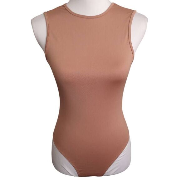 SHEIN BACK TO BASICS TAN BODYSUIT SZ.S NWT - Picture 4 of 11